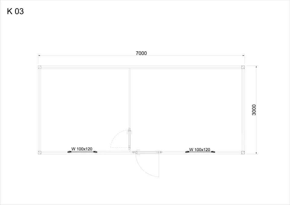 Roofed container K3 — floor plan