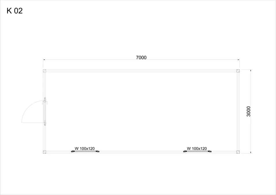 Roofed container K2 — floor plan