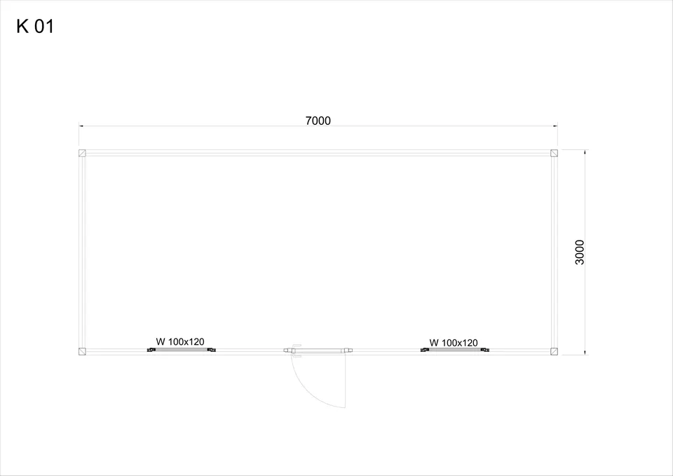 Roofed container K1 — floor plan
