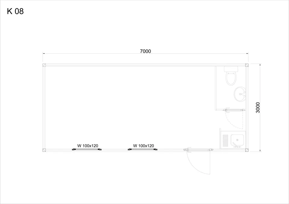 Roofed container K8 — floor plan