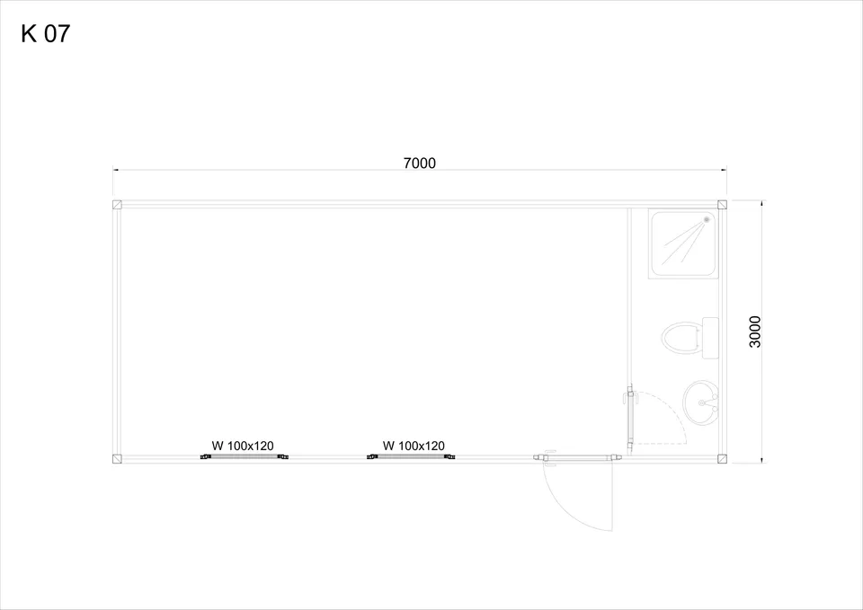 Roofed container K7 — floor plan