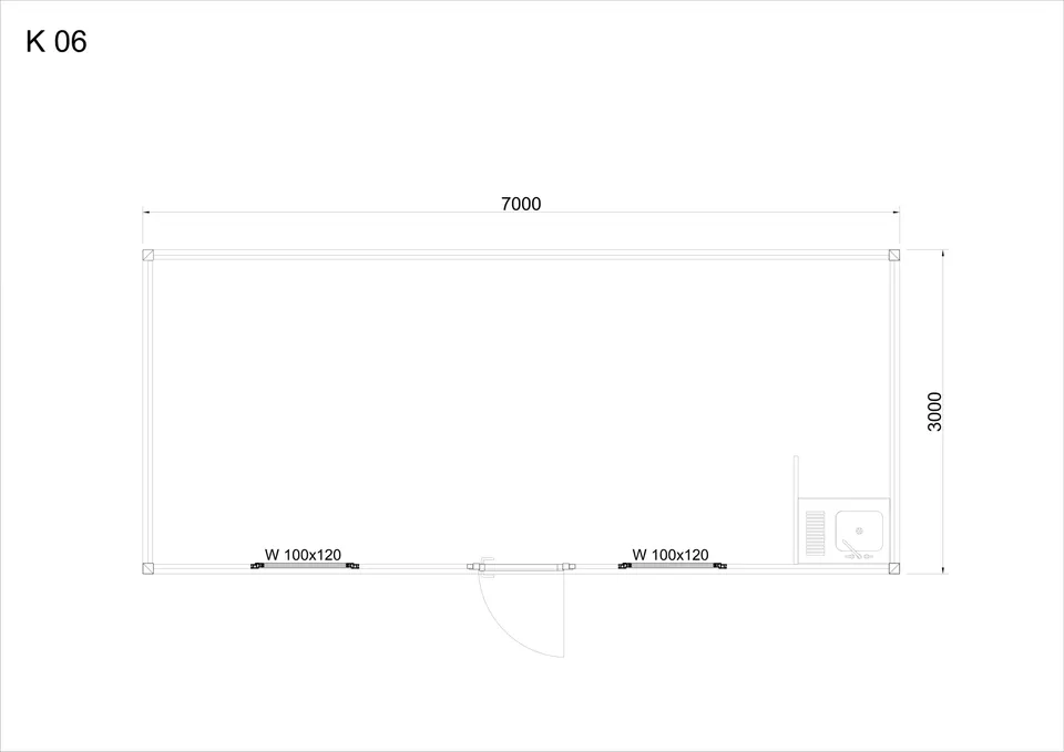 Roofed container K6 — floor plan