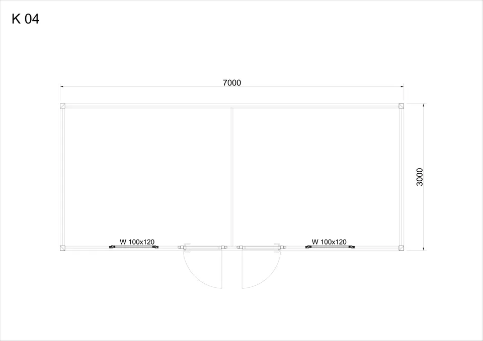 Roofed container K4 — floor plan