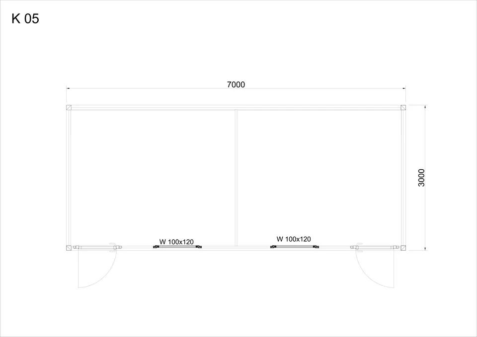 Roofed container K5 — floor plan