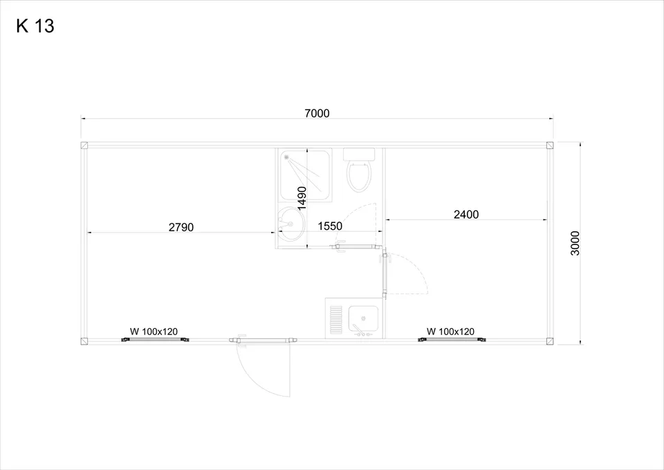 Roofed container K13 — floor plan