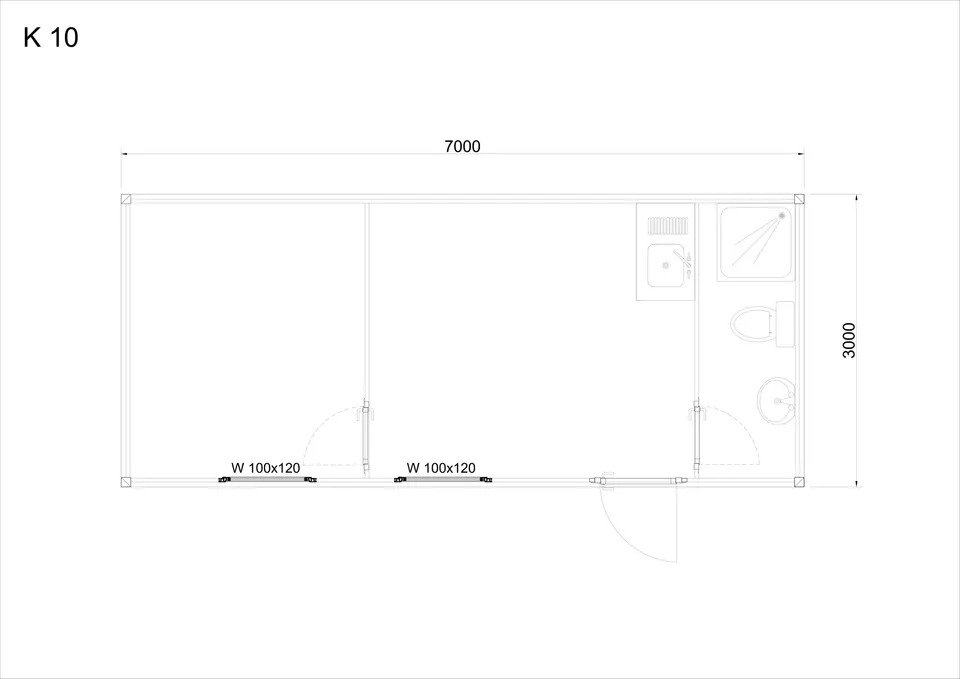 Roofed container K10 — floor plan