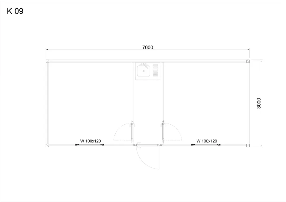 Roofed container K9 — floor plan