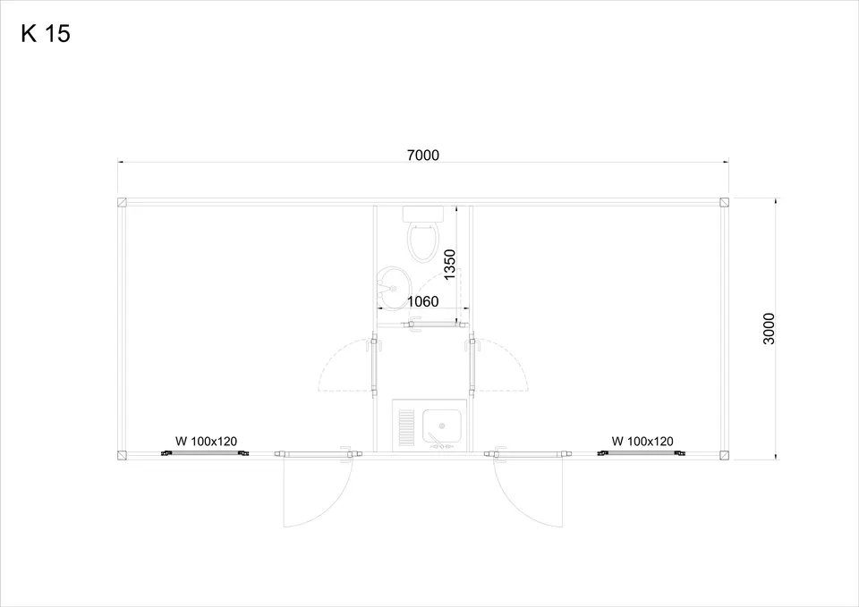 Roofed container K15 — floor plan